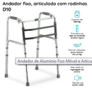 Andador de Alumínio Fixo Móvel e Articulado 3 em 1 D10 - Dellamed