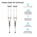 Par de Muletas Axilares de Alumínio com Regulagem de Altura D7 (2 unidades) - Dellamed
