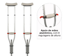 Par de Muletas Axilares de Alumínio com Regulagem de Altura D7 (2 unidades) - Dellamed