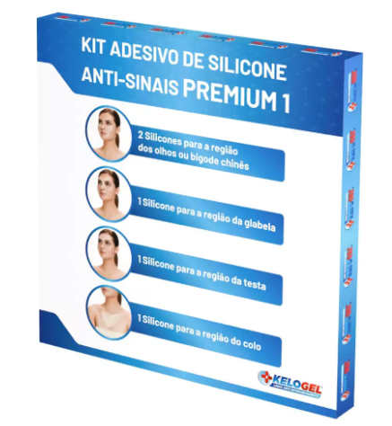 ADESIVO DE SILICONE ANTISSINAIS KIT PREMIUM I - COLO 1UN + GLABELA 1UN + TESTA 1UN + OLHOS 2UN KELOGEL