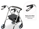 Andador de Alumínio Dobrável 4 Rodas com Assento D12 - Dellamed