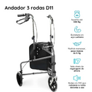 Andador Dobrável 3 Rodas D11 - Dellamed