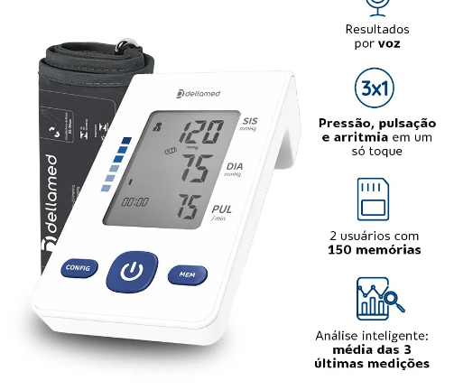 Monitor de Pressão Digital de Braço Com Voz Ultra Max DBP-6177 - Dellamed