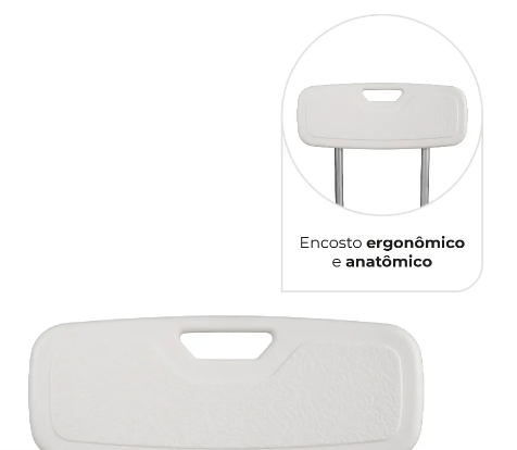 Banqueta de Banho com Encosto e Apoio de Braço até 135 Kg D3 - Dellamed