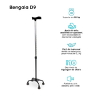 Bengala 4 Pontas com Regulagem de Altura até 90 Kg D9 - Dellamed
