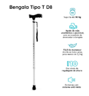 Bengala T Bastão com Altura Regulável até 90 Kg D8 - Dellamed