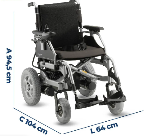 Cadeira de Rodas Motorizada Dobrável até 120 Kg Assento de 45 cm D1000 com Cinto De Segurança Torácico - Dellamed
