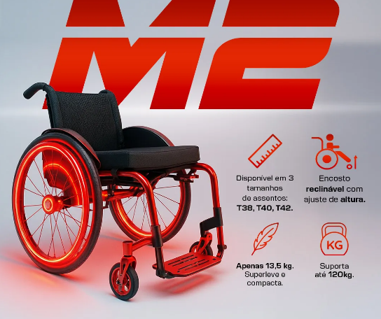 Cadeira de Rodas Monobloco em Alumínio M2 Max Moving - Dellamed