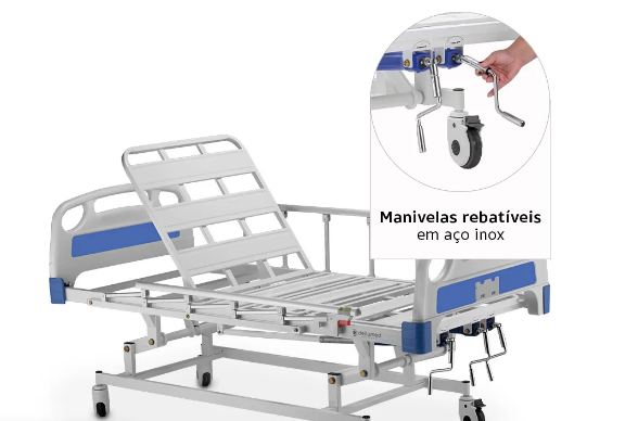 Cama Hospitalar DX3 3 Movimentos até 200 Kg - Dellamed