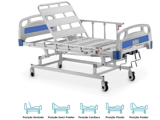 Cama Hospitalar DX3 3 Movimentos até 200 Kg - Dellamed