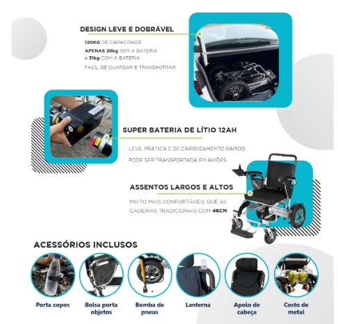 Cadeira De Rodas Motorizada Dobrável Leve - WINNER.MED
