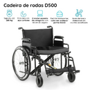Cadeira de Rodas Dobrável Para Obeso 180 Kg assento 62 cm D500 - Dellamed
