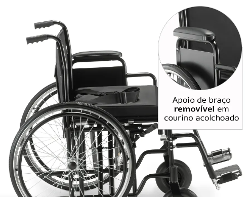 Cadeira de Rodas Dobrável Para Obeso 180 Kg assento 62 cm D500 - Dellamed