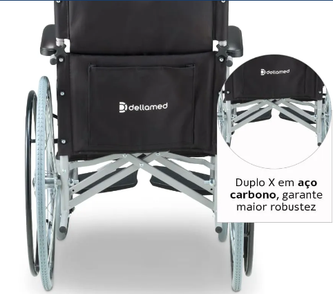 Cadeira de Rodas Dobrável em Aço até 120 Kg D100 - Dellamed