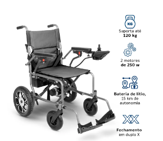 Cadeira de Rodas Motorizada Super Leve Até 120 kg D750 Light - Dellamed