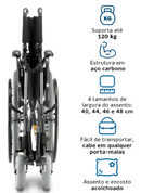 Cadeira de Rodas Manual D400 com Suporte de Panturrilha Até 120kg | Tamanho 48 - Dellamed