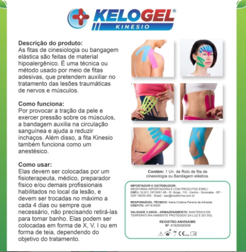 FITA KINÉSIO TAPE BANDAGEM ELÁSTICA KELOGEL PREMIUM 5CMX5M 1UN - MEDFORMA