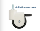 Kit com 4 Unidades de Rodízio Plástico 3" sem bucha com Rosca Cadeira de banho D60 - Dellamed