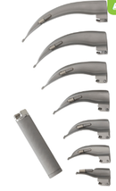 Laringoscópio CONVENCIONAL ADULTO, com cabo para 02 pilhas médias (C), com 03 lâminas curvas (infantil, Média, Adulto), Luz Amarelada (LED Branco Quente) ou Luz Branca (LED Branco Frio) - MIKATOS