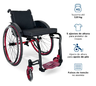 Cadeira de Rodas Monobloco em Alumínio M2 Max Moving - Dellamed