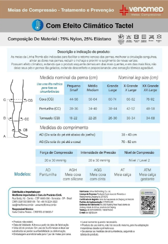 MEIAS COMPRESSÃO 20 a 30MMHG ABERTA EFEITO CLIMÁTICO 3/4 VENOMED TROMB1100 COR BEGE - MEDFORMA