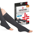 MEIAS COMPRESSÃO 20 a 30MMHG ABERTA EFEITO CLIMÁTICO 3/4 VENOMED TROMB1300 COR PRETO - MEDFORMA