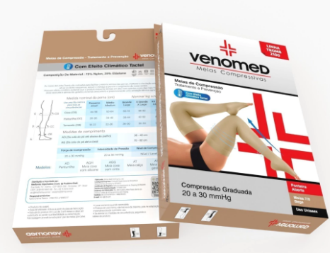 MEIAS COMPRESSÃO 20 a 30MMHG ABERTA EFEITO CLIMÁTICO 7/8 VENOMED TROMB2100 COR BEGE - MEDFORMA