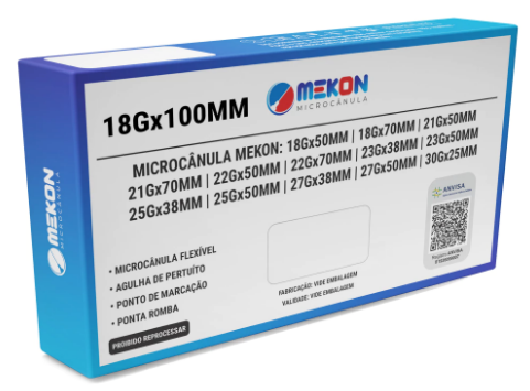 MICROCÂNULAS PREENCHIMENTO FACIAL MEKON 18GX100MM CX10UN - MEDFORMA