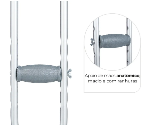 Muleta Axilar de Alumínio com Regulagem de Altura até 65 Kg D7 (1 unidade) - Dellamed
