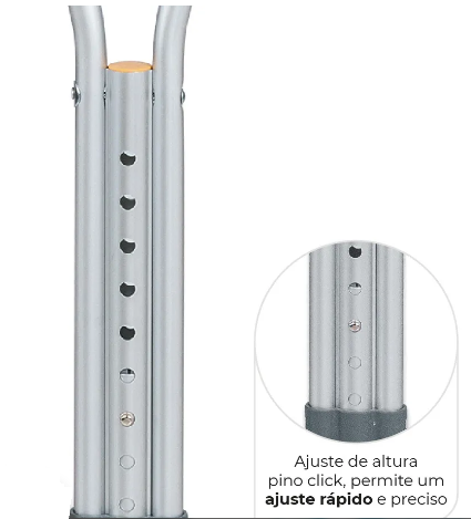 Muleta Axilar de Alumínio com Regulagem de Altura até 65 Kg D7 (1 unidade) - Dellamed