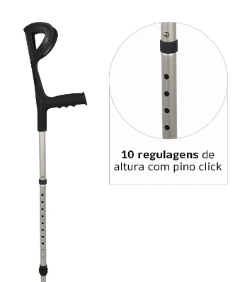 Muleta Canadense Regulável em Alumínio Desmontável até 65 Kg D6 (1 Unidade) - Dellamed