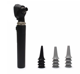MINI OTOSCÓPIO, 14 espéculos Luz Amarelada (LED Branco Quente) ou Luz Branca (LED Branco Frio) - MIKATOS