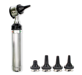 OTOSCÓPIO MISSOURI com 05 espéculos de diferentes calibres (com Reforço Metálico) Luz Amarelada (LED Branco Quente) ou Luz Branca (LED Branco Frio) - MIKATOS