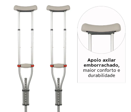 Par de Muletas Axilares de Alumínio com Regulagem de Altura D7 (2 unidades) - Dellamed