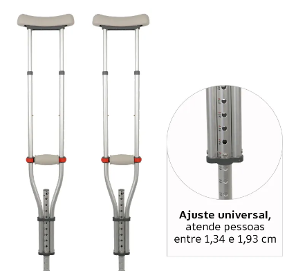 Par de Muletas Axilares de Alumínio com Regulagem de Altura D7 (2 unidades) - Dellamed