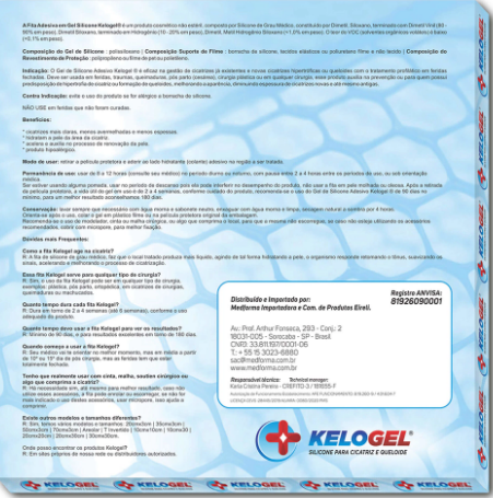 PLACA DE SILICONE QUEIMADOS E CICATRIZ 30CMx30CM KELOGEL - MEDFORMA