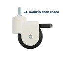 Rodízio Plástico 3" sem Bucha com Rosca Cadeira de Banho D60 - Dellamed