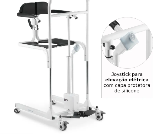Cadeira de Transferência Multiuso com Elevação Eletrônica até 135 Kg Assento 48,5cm D80 - Dellamed