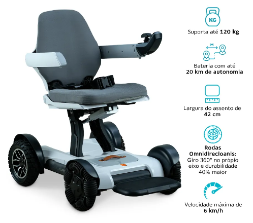 Cadeira Motorizada Dobrável até 120 Kg Assento 42cm Spacemed - Dellamed