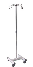 SUPORTE DE SORO HOSPITALAR MÓVEL em Aço Inox para 04 bolsas - MIKATOS
