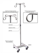 SUPORTE DE SORO HOSPITALAR MÓVEL em Aço Inox para 04 bolsas - MIKATOS